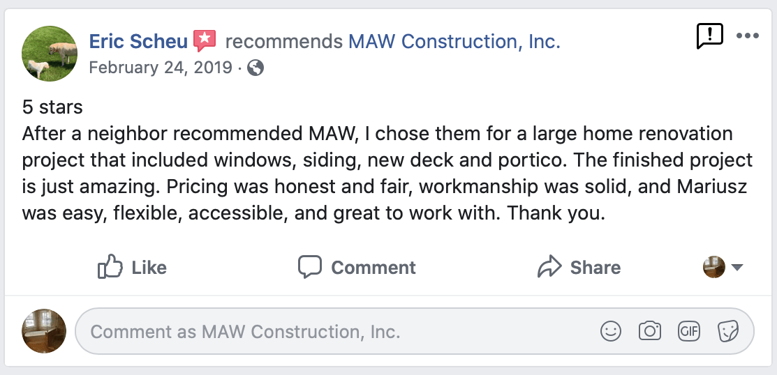 MAW Construction Reveiws