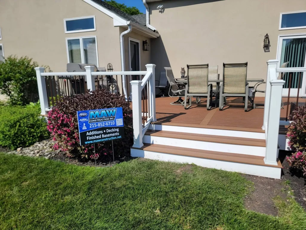 Completed backyard deck installation by MAW Construction